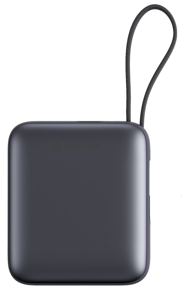 Swissten Power bank 10000 mAh s integrovanými kabely - USB-C, A, Lightning / šedá