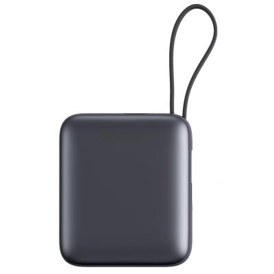 Swissten Power bank 10000 mAh s integrovanými kabely - USB-C, A, Lightning / šedá