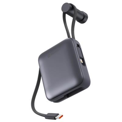 Swissten Power bank 10000 mAh s integrovanými kabely - USB-C, A, Lightning / šedá