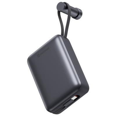 Swissten Power bank 20000 mAh s integrovanými kabely - USB-C, A, Lightning / šedá