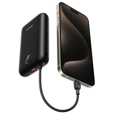 Swissten Power bank VOLTBOX 35W 20000 mAh s integrovanými kabely - USB-C, A, Lightning / černá