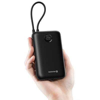 Swissten Power bank VOLTBOX 35W 30000 mAh s integrovanými kabely - USB-C, A, Lightning / černá