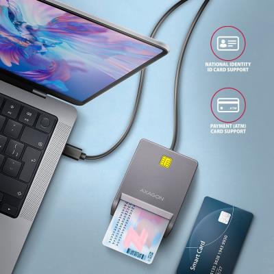 AXAGON čtečka kontaktních smart karet USB-C (eObčanka) / Smart Card / CRE-SM3TC / USB type-C / 1,2m