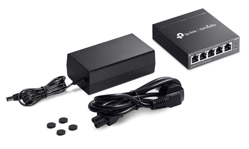 TP-Link ES205GP, Omada 5-Port Gigabit Easy Managed Switch, 1x GLAN, 4x GLAN PoE+, 65W PoE budget