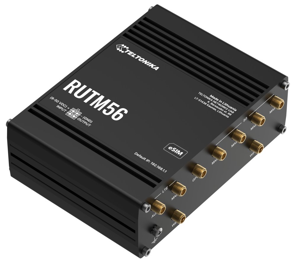 Teltonika RUTM56 průmyslový router, dual modem, 5G, 4G, 5x Gbit RJ45, WiFi 5