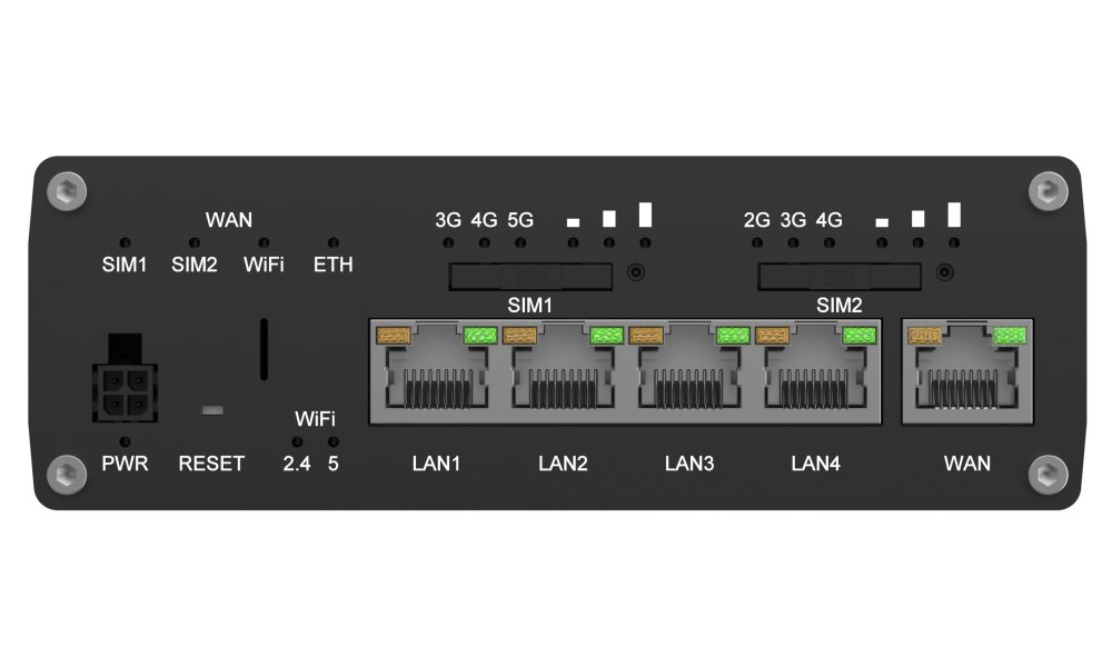 Teltonika RUTM56 průmyslový router, dual modem, 5G, 4G, 5x Gbit RJ45, WiFi 5