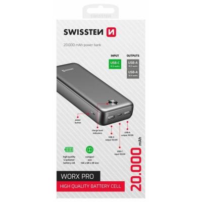 Swissten Power bank 20000 mAh WORX PRO - černá