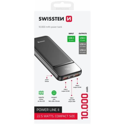 Swissten Power bank 10000 mAh POWER LINE II - černá