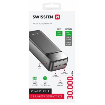 Swissten Power bank 30000 mAh POWER LINE II - černá