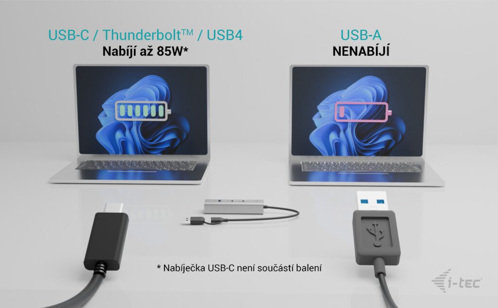 i-tec univerzální nabíjecí Metal HUB 2x USB-C + 2x USB-A Port, PD 85W