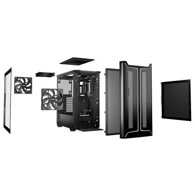 Be quiet! skříň PURE BASE 501DX / ATX / 3x140mm PWM fan / ARGB LED pásek / USB3.2 / temperované sklo / černá