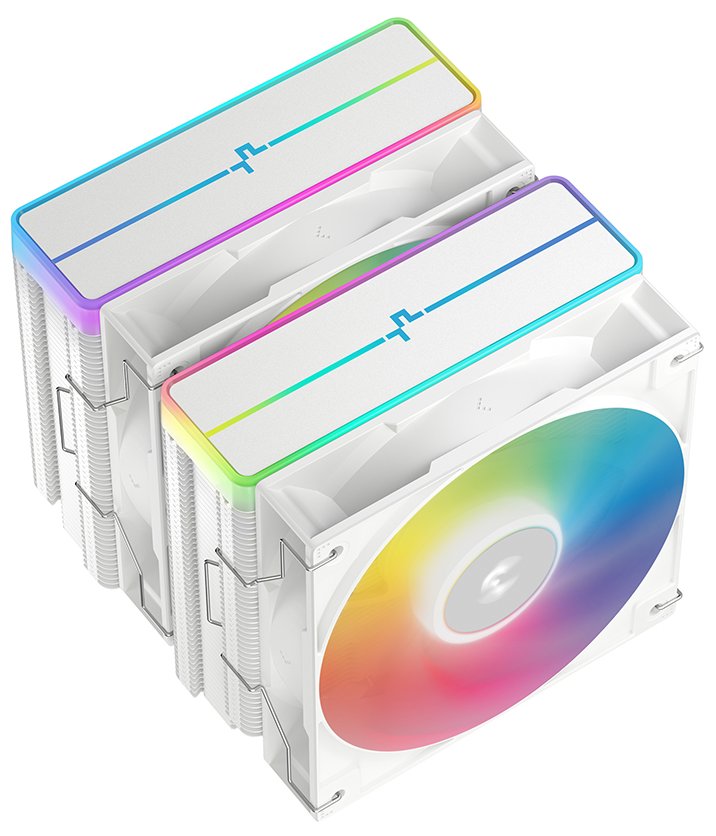 DEEPCOOL chladič AG620 WH ARGB V2 / 2x 120mm fan / 6x heatpipes / PWM / pro Intel i AMD / bílý