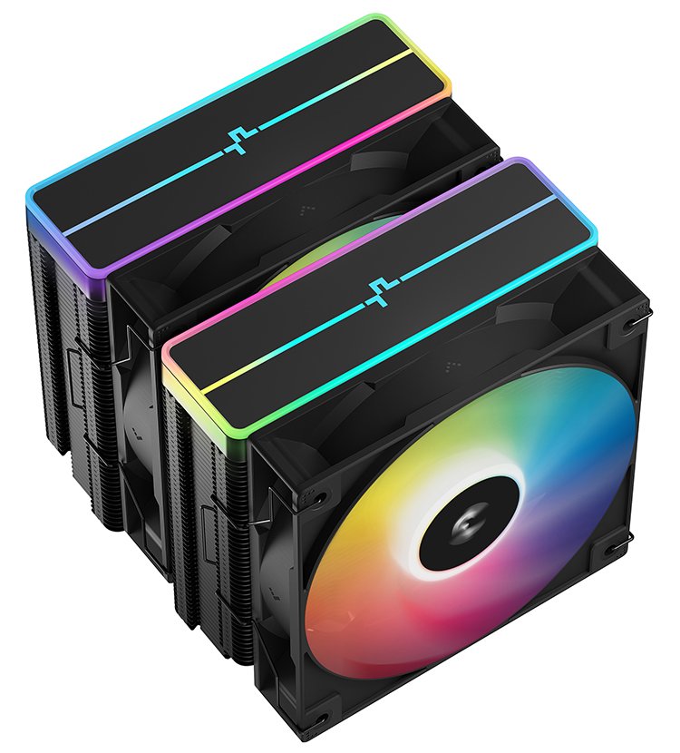 DEEPCOOL chladič AG620 BK ARGB V2 / 2x 120mm fan / 6x heatpipes / PWM / pro Intel i AMD / černý