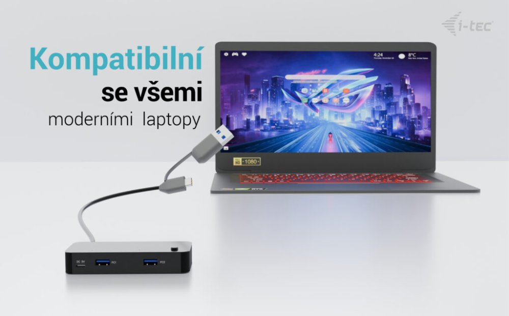 i-tec univerzální KVM HUB 2x USB-C + 2x USB-A 3.0 Port