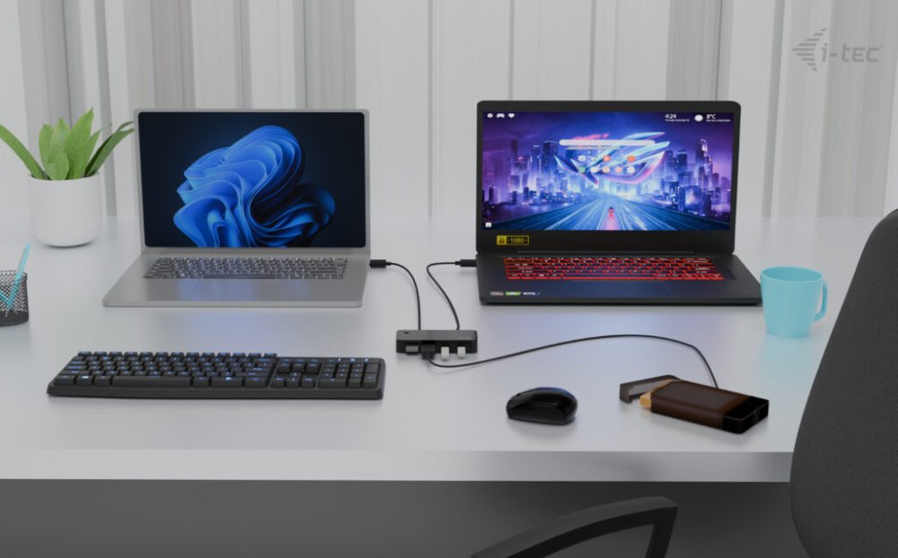 i-tec univerzální KVM HUB 2x USB-C + 2x USB-A 3.0 Port