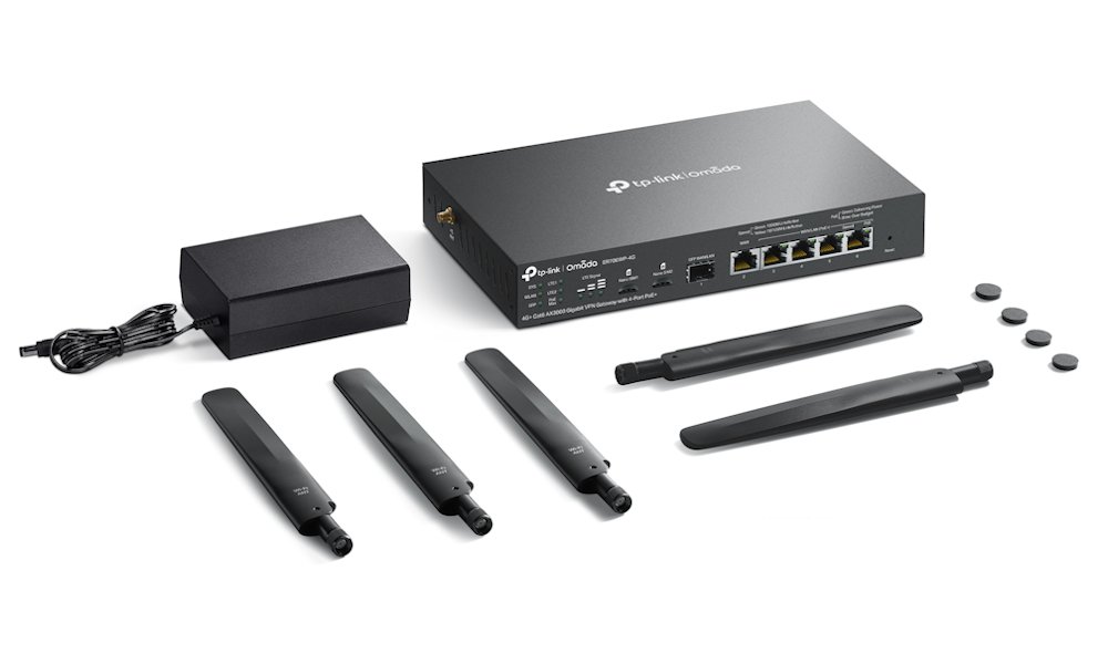 TP-Link ER706WP-4G Omada VPN Router, 2x Nano SIM, AX3000 WiFi 6, 1x SFP GWAN, 1x GWAN, 4x GLAN PoE+