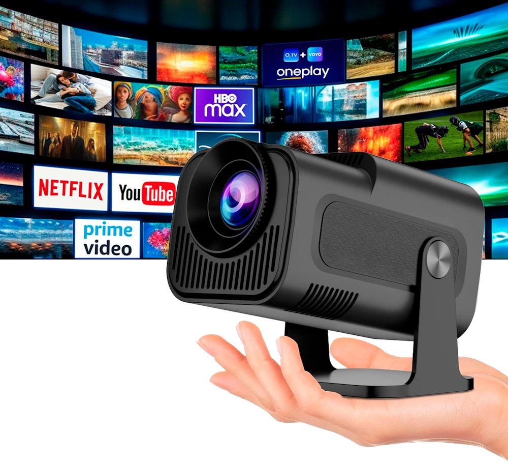 HELMER chytrý přenosný projektor SP 600 FULL HD (1920 x 1080px)/ HDMI/ USB/ Bluetooth/ Wi-Fi/ Repro/ Android 13/ černý