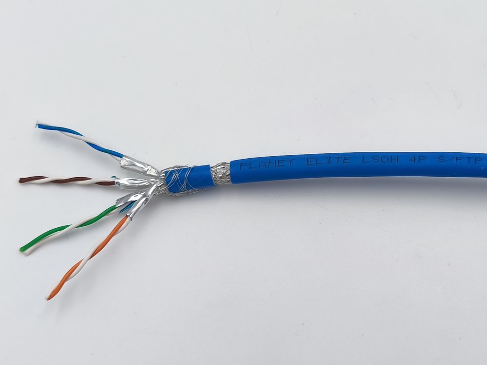 PLANET kabel SFTP, drát, Cat 6A, 4p, 500MHz, LS0H, stíněný každý pár,Planet Elite, modrý, Dca, balení 500m