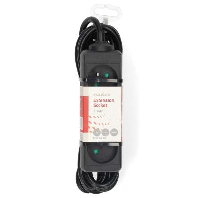 NEDIS napájecí prodlužovací zásuvka/ úhlová/ 3x zásuvka/ černá/ 3m