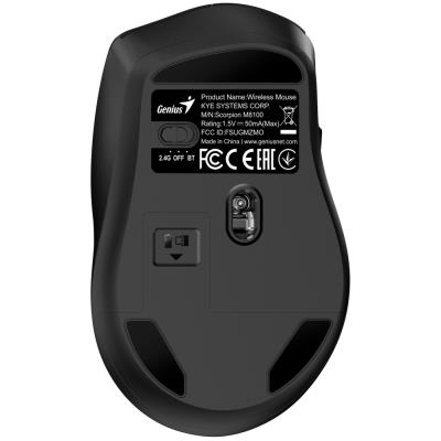 GENIUS GX GAMING Scorpion M8100 Black/ bezdrátová/ duální BT+2,4Ghz/ Copilot/ 3200 dpi/ USB/ 6tlačítek/ černá