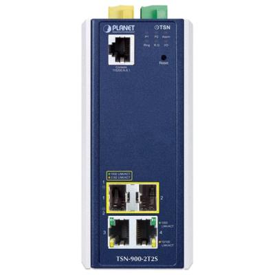Planet TSN-900-2T2S průmyslový TSN media konvertor, 2x1Gb, 2x2.5Gb SFP,  1x RJ45-to-RS232, RING, 1588PTP, -40~75°C