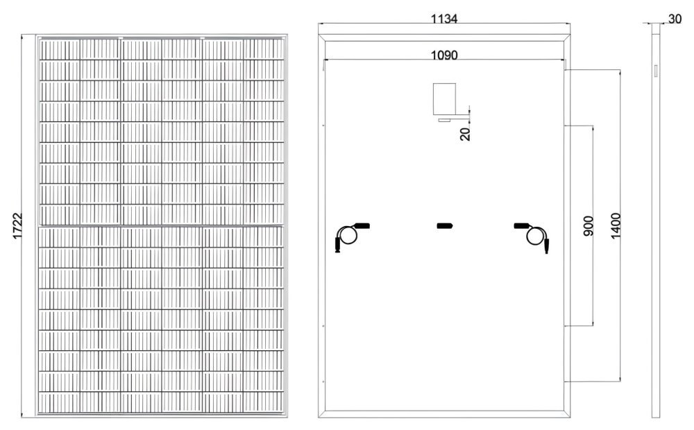 ELERIX ESM-450T solární panel celočerný, TOPCon N type, Mono, Half Cut 450Wp, 108 článků