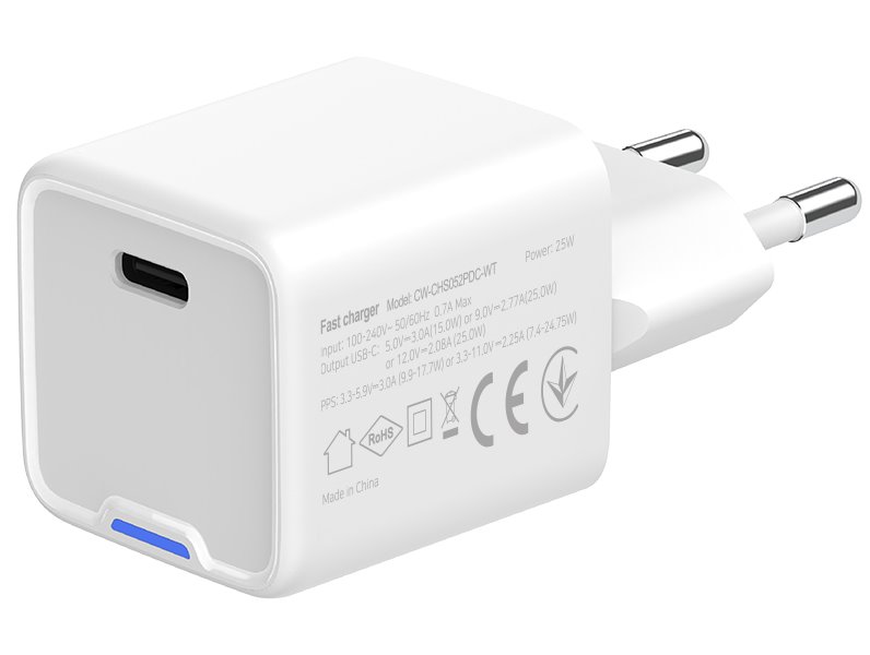 COLORWAY 1x USB-C/ síťová nabíječka/ GaN/ PD/ PPS/ 25W/ Včetně 100cm kabelu/ Bílá