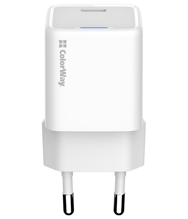 COLORWAY 1x USB-C/ síťová nabíječka/ GaN/ PD/ PPS/ 25W/ Včetně 100cm kabelu/ Bílá