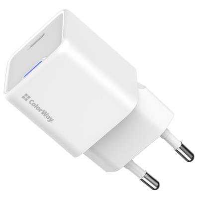 COLORWAY 1x USB-C/ síťová nabíječka/ GaN/ PD/ PPS/ 30W/ Bílá