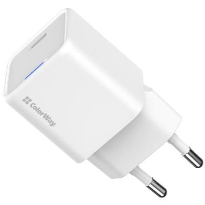 COLORWAY 1x USB-C/ síťová nabíječka/ GaN/ PD/ PPS/ 25W/ Včetně 100cm kabelu/ Bílá