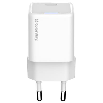 COLORWAY 1x USB-C/ síťová nabíječka/ GaN/ PD/ PPS/ 25W/ Včetně 100cm kabelu/ Bílá