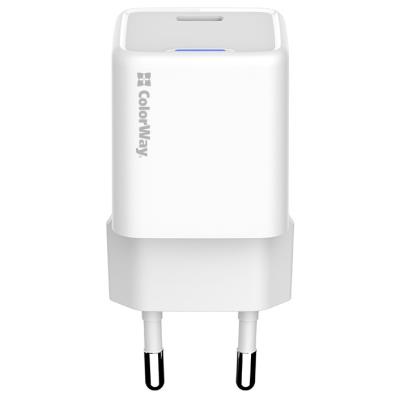 COLORWAY 1x USB-C/ síťová nabíječka/ GaN/ PD/ PPS/ 30W/ Včetně 100cm kabelu/ Bílá