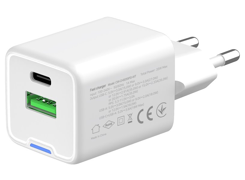 COLORWAY 1x USB-C/ síťová nabíječka/ GaN/ PD/ PPS/ QC/ 35W/ Bílá