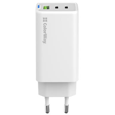 COLORWAY 2x USB-C, 1x USB-A/ síťová nabíječka/ GaN/ PD/ PPS/ 65W/ Bílá