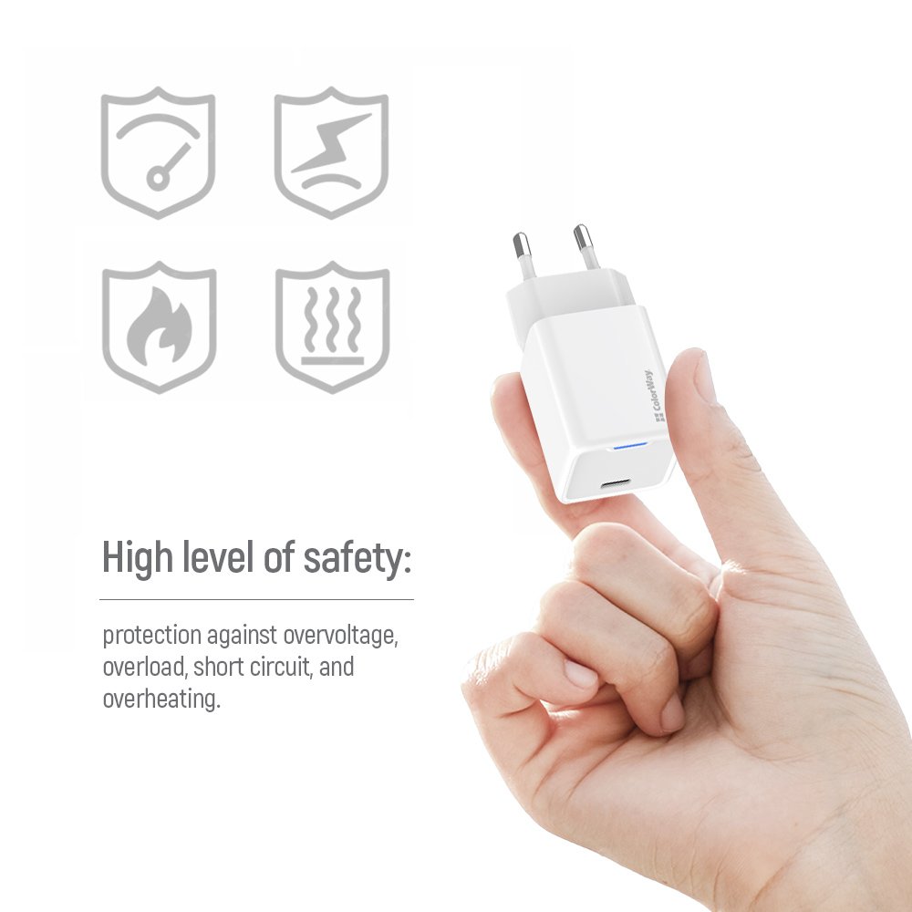 COLORWAY 1x USB-C/ síťová nabíječka/ GaN/ PD/ PPS/ 45W/ Bílá