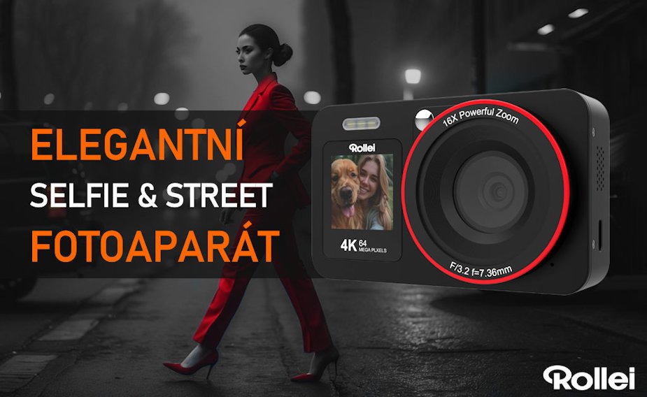 Rollei Compactline 64 Dual Screen/ 64 MPix/ 18x digital zoom/ 2,8 a 1,4" LCD/ 4K video/ Černý