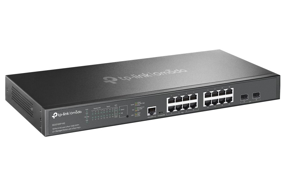 TP-Link SG3218XP-M2 Omada Switch 16x 2,5GLAN (8x Non-PoE + 8x PoE+), 2x 10G SFP+, PoE budget 240W, 1U 19"