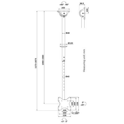 Neomounts CL35-340BL12 Flat Screen Ceiling Mount (Height: 106-156 cm)