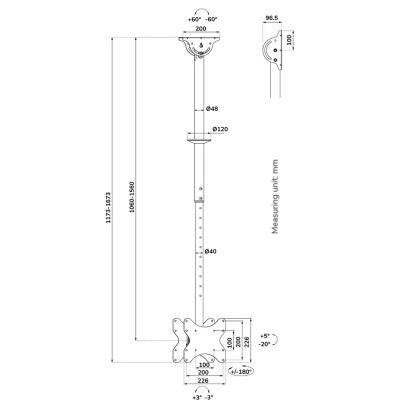 Neomounts CL35-340BL22  Back-to-Back Screen Ceiling Mount (Height: 106-156 cm)