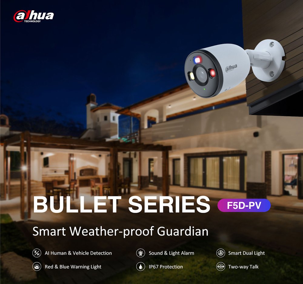 DAHUA IP kamera F5D-PV/ Bullet/ Wi-Fi/ 5Mpix/ objektiv 2,8mm/ H.265/ krytí IP67/ IR až 30m/ ONVIF/ CZ app