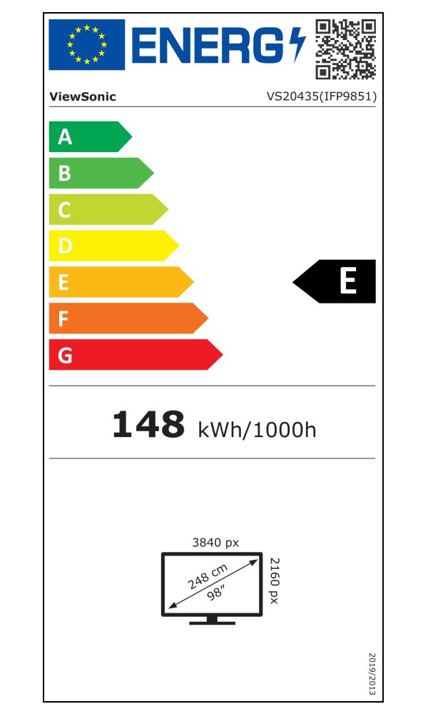 ViewSonic dotykový panel IFP9851 4K 98" Android 14 EDLA, 50 Multi touch,400nits,16G RAM/128GB,OPS slot,HDMI,VGA,DP, USB