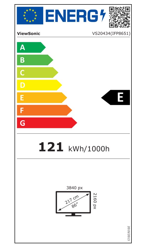 ViewSonic dotykový panel IFP8651 4K 86" Android 14 EDLA, 50 Multi touch,400nits,16G RAM/128GB,OPS slot,HDMI,VGA, DP,USB