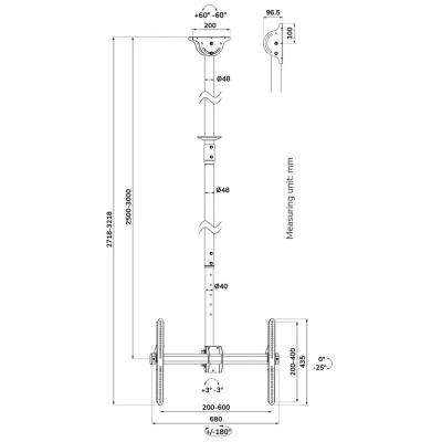 Neomounts CL35-440BL16XL  Flat Screen Ceiling Mount (Height: 250-300 cm)