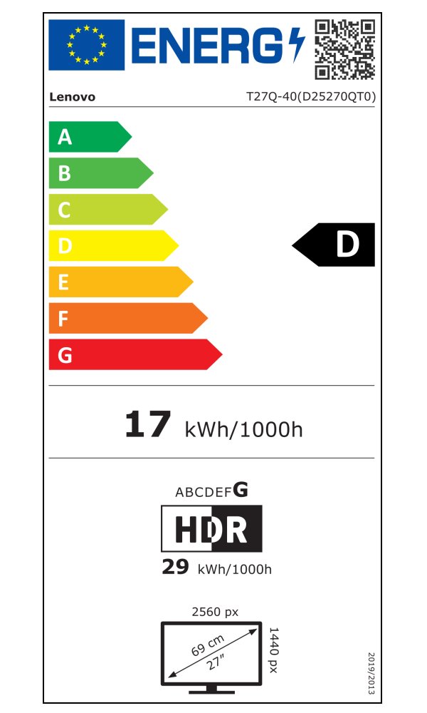 Lenovo T27Q-40 s MC60/ 27" IPS/ 2560x1440/ 16:9/ 350cd/m2cmd/ 1500:1/ 4ms/ HDMI/ DP/ USB/PIVOT
