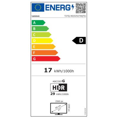Lenovo T27Q-40 s MC60/ 27" IPS/ 2560x1440/ 16:9/ 350cd/m2cmd/ 1500:1/ 4ms/ HDMI/ DP/ USB/PIVOT