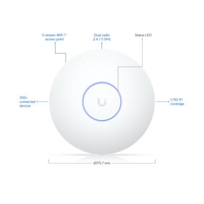 Ubiquiti UniFi U7 Long-Range - Wi-Fi 7 AP, 2.4/5GHz, až 5 Gbps, 1x 2.5GbE, PoE (bez PoE injektoru)