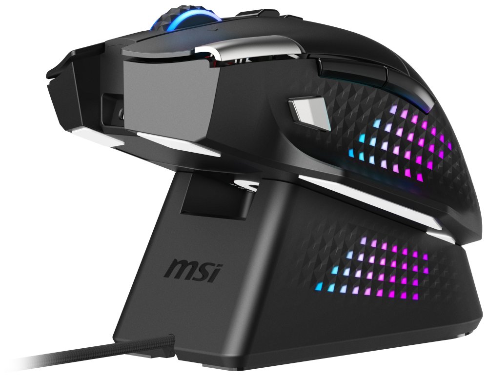 MSI herní myš VERSA PRO Wireless + Mouse Dock PRO/ bezdrátová/ 26.000 dpi/ 2,4GHz/ BT5.3/ USB/ RGB/ 15 tlačítek