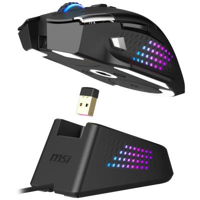 MSI herní myš VERSA PRO Wireless + Mouse Dock PRO/ bezdrátová/ 26.000 dpi/ 2,4GHz/ BT5.3/ USB/ RGB/ 15 tlačítek