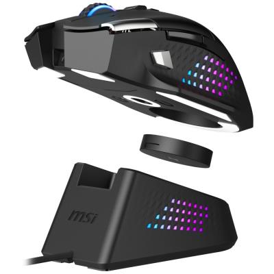 MSI herní myš VERSA PRO Wireless + Mouse Dock PRO/ bezdrátová/ 26.000 dpi/ 2,4GHz/ BT5.3/ USB/ RGB/ 15 tlačítek