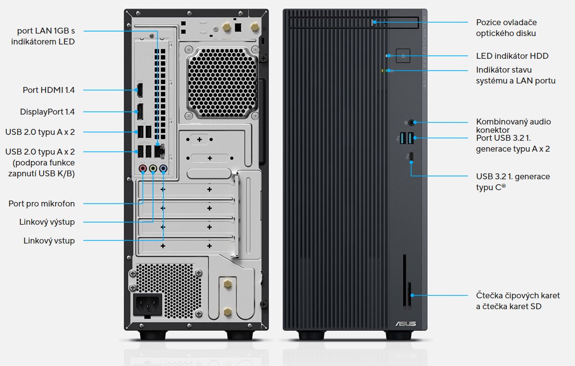 ASUS ExpertCenter P5/ Mini TWR/ i5-13420H/ 16GB/ 512GB SSD/ Intel® UHD/ bez OS/ DVD-RW/ kbd+myš/ šedý